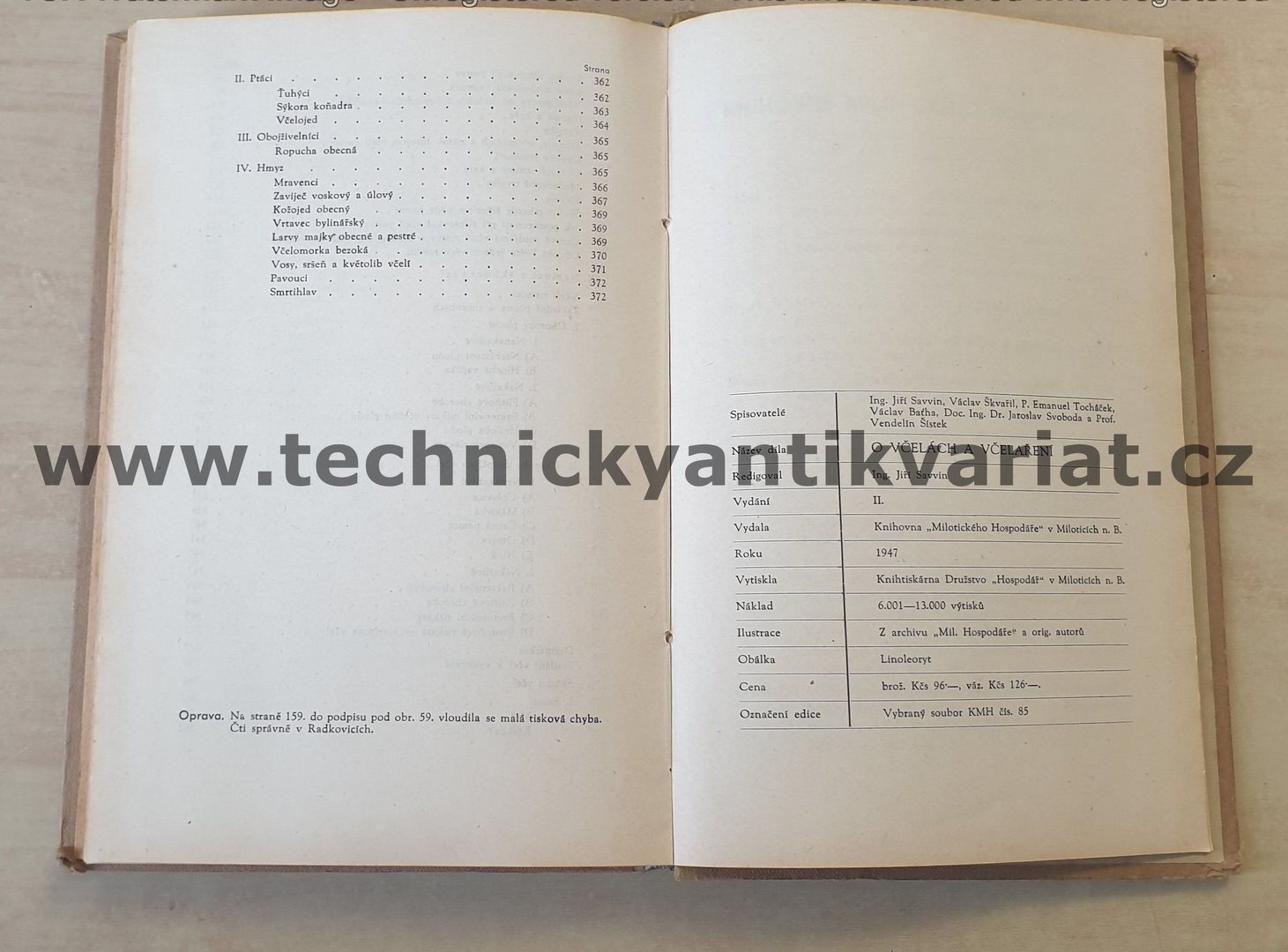 O včelách a včelaření - Savvin, Škvařil, Tocháček, Baťha, Svoboda, Šistek (1947)