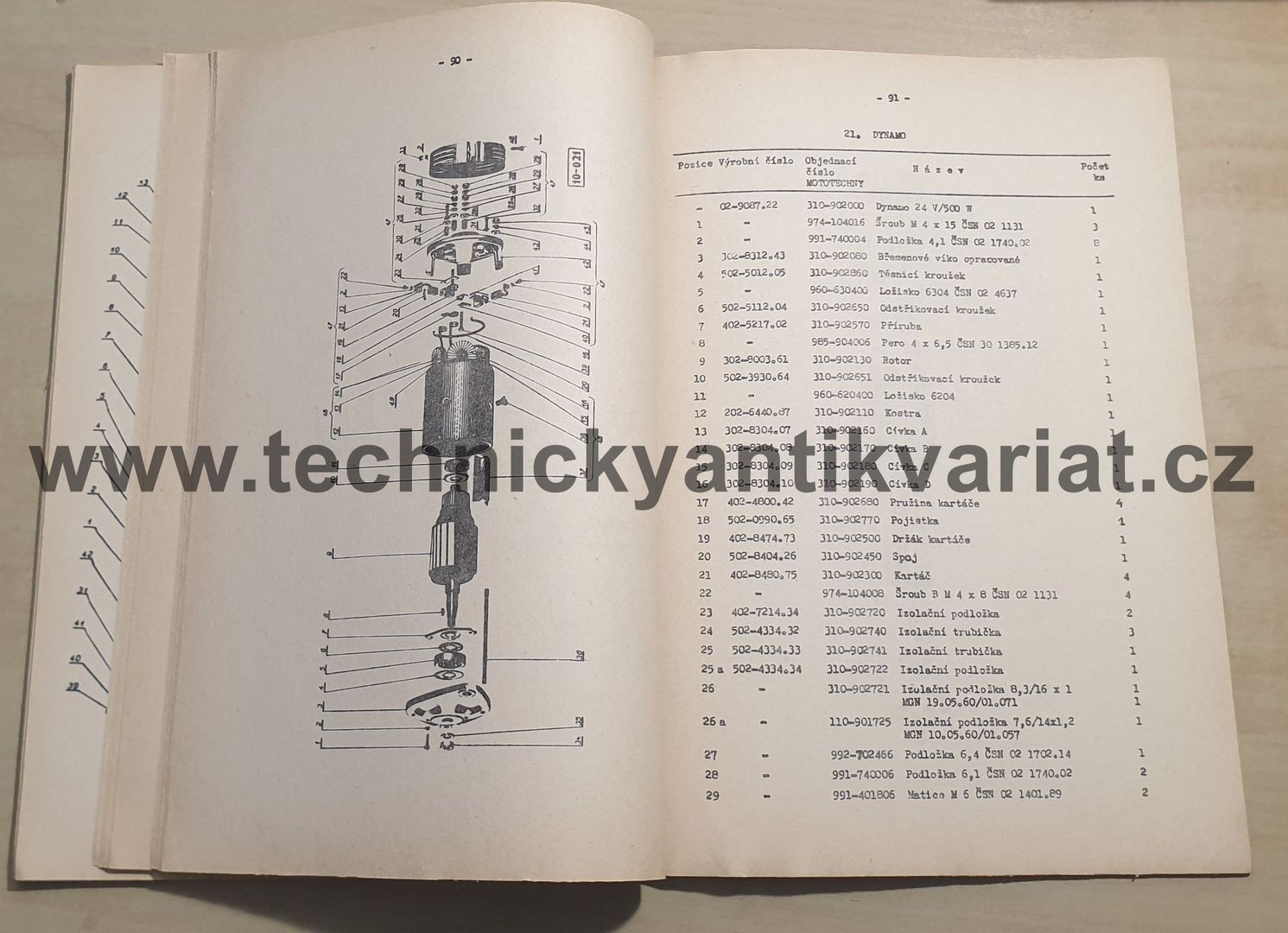 Škoda M 634 - katalog dílů motoru (1969)