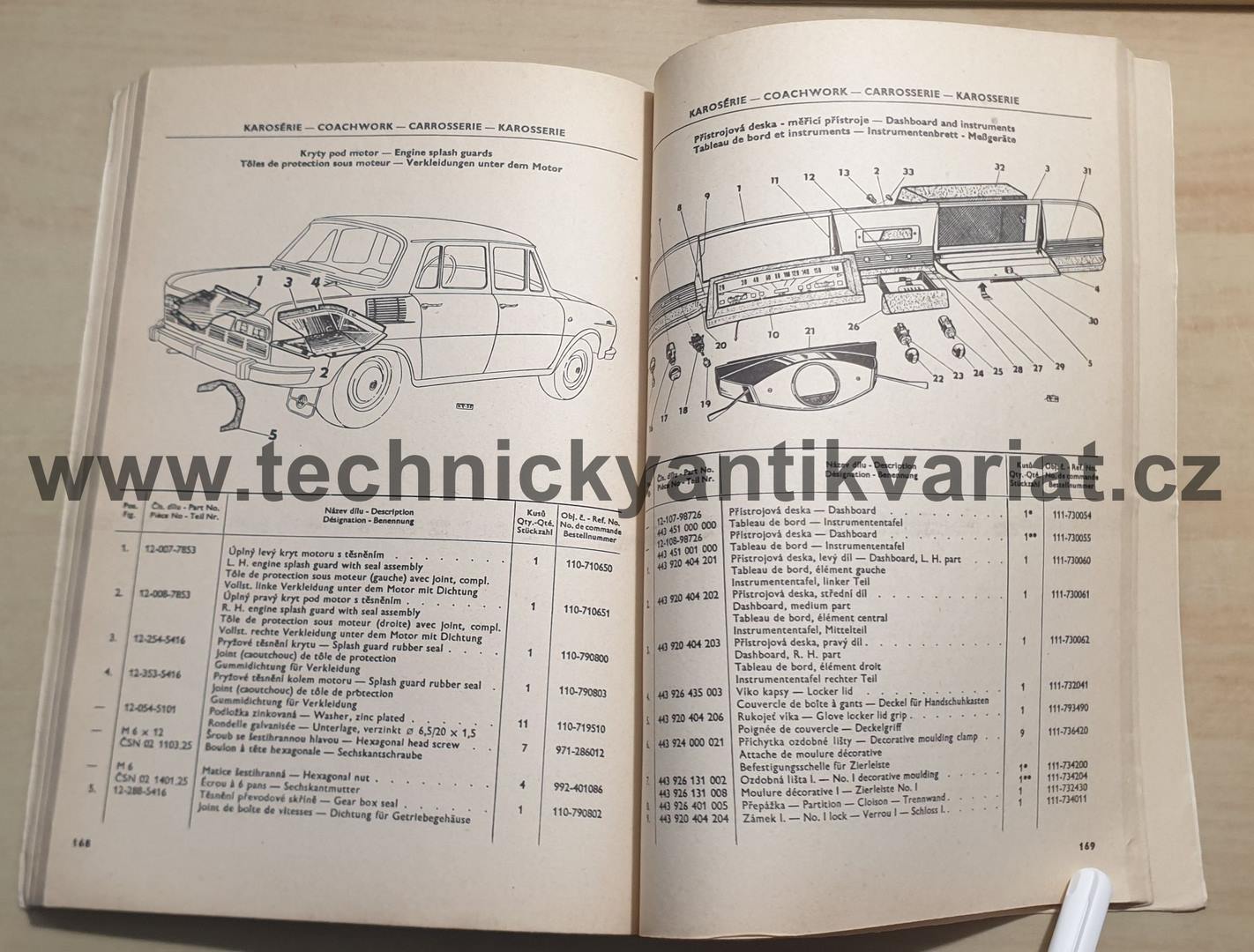 Škoda 100, 100L, 110L (de Luxe) - seznam náhradních dílů (1970)