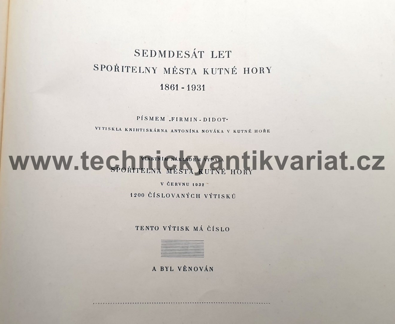 Sedmdesát let Spořitelny města Kutné Hory 1861 - 1931