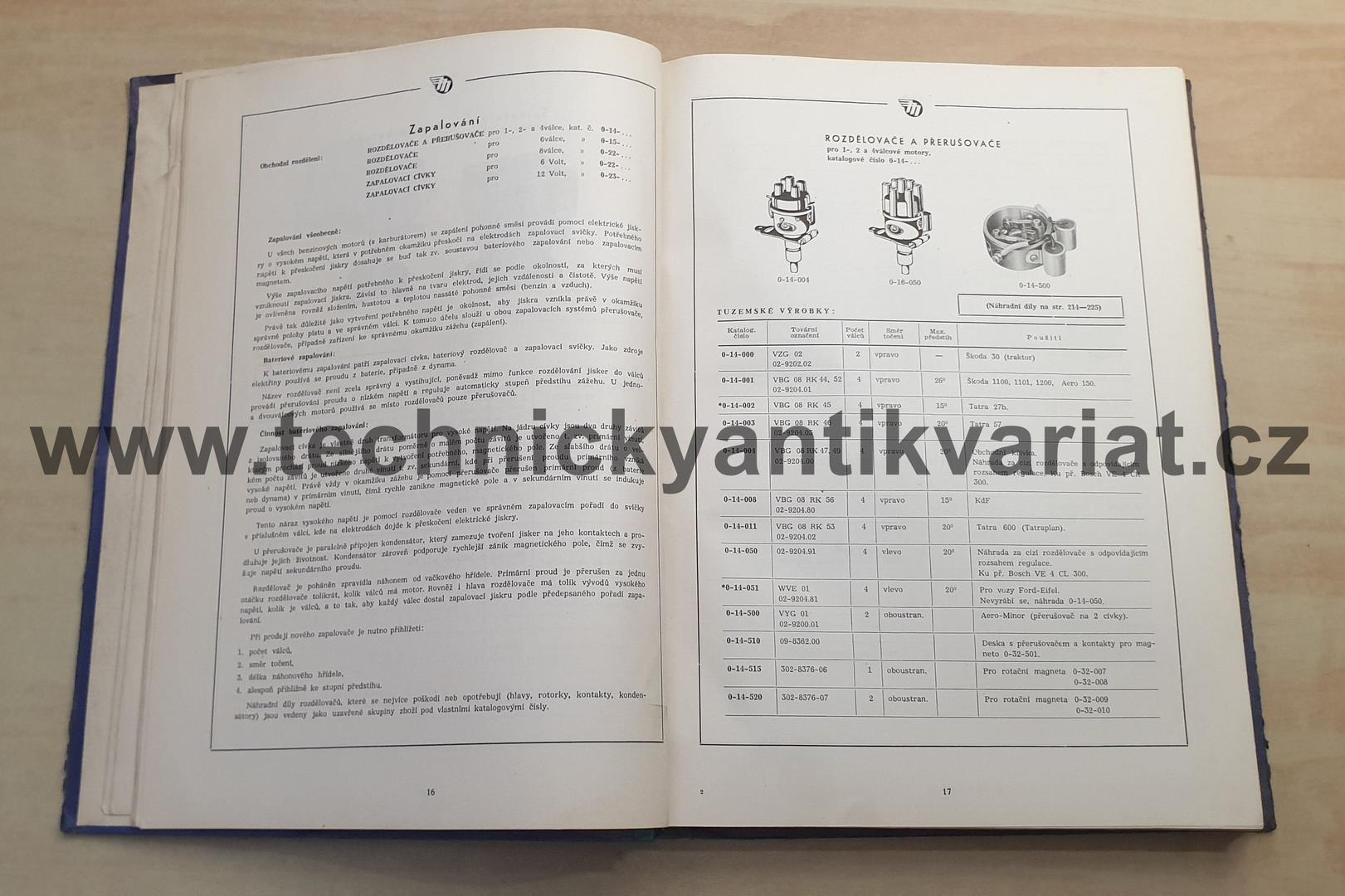 Katalog elektrického příslušenství a karburátorů pro motorová vozidla (1955)