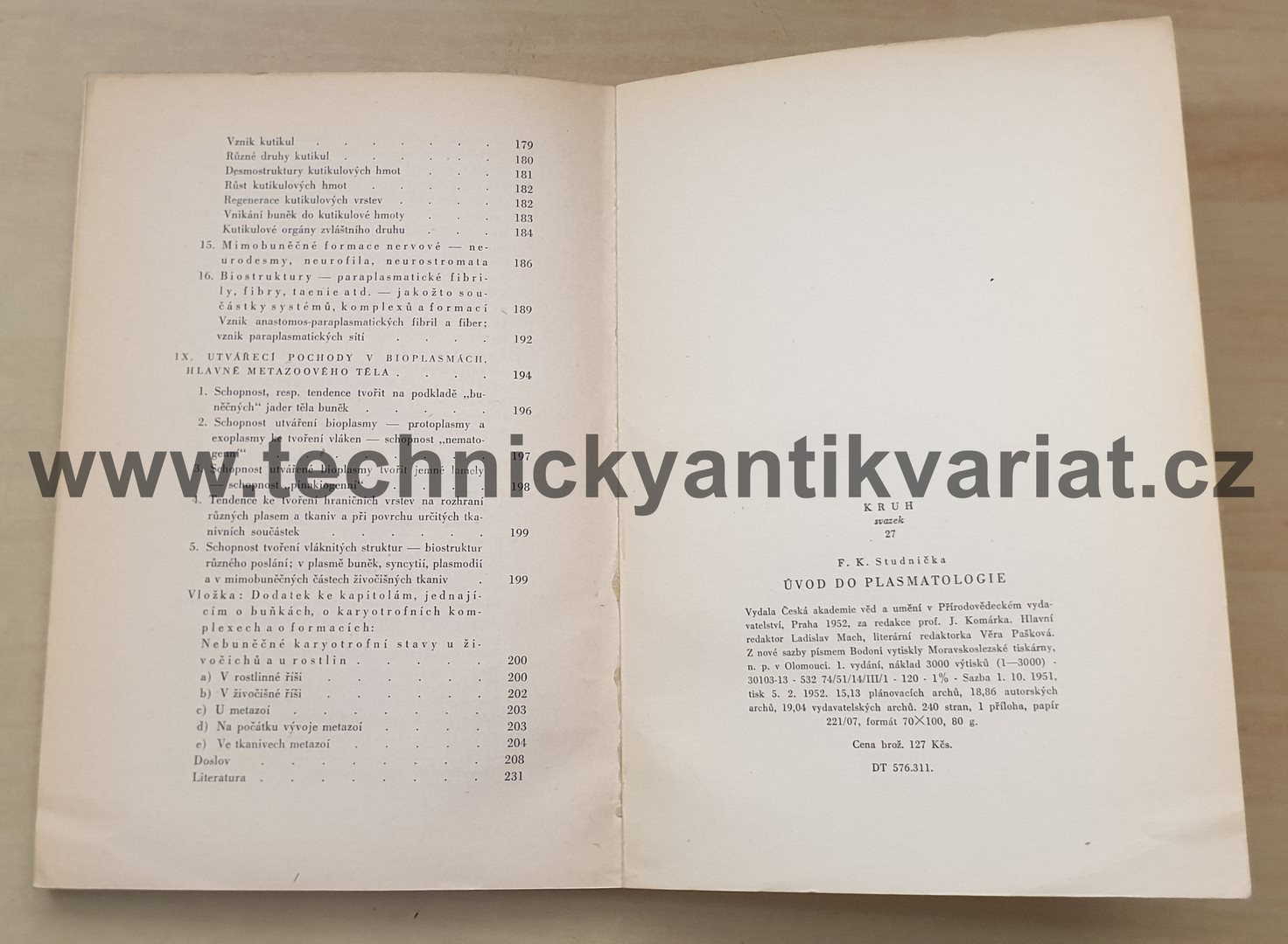 Úvod do plasmatologie - F.K.Studnička (1952)