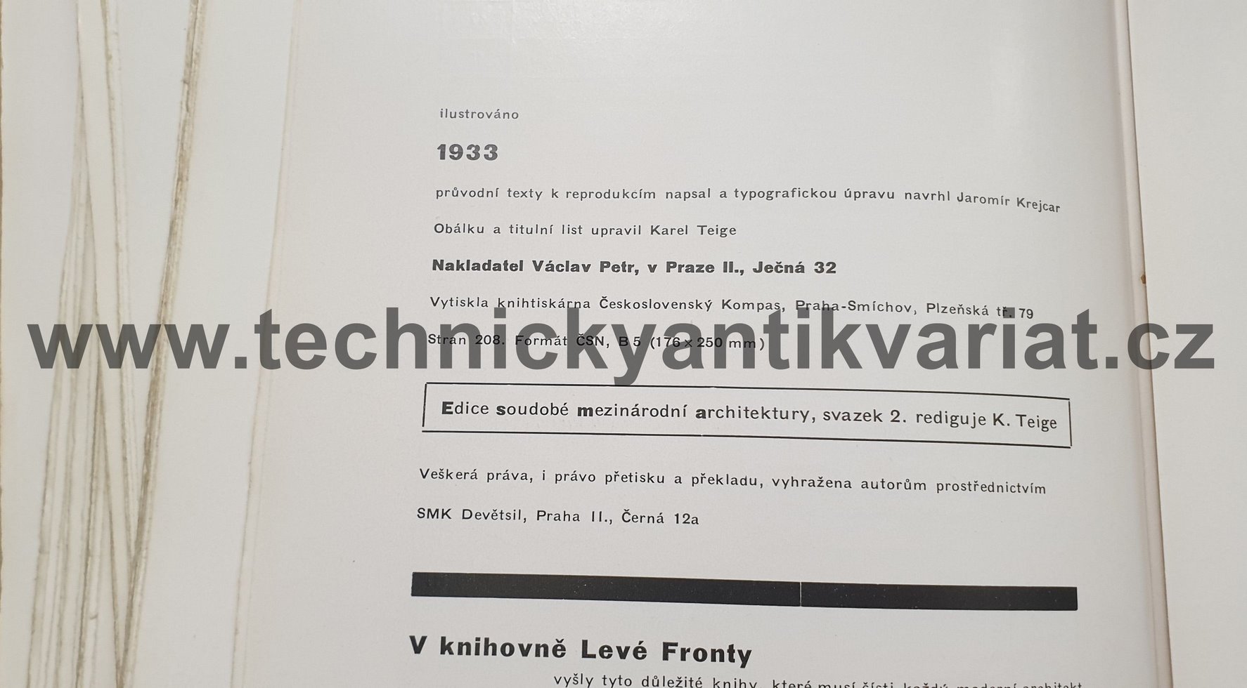 Práce Jaromíra Krejcara - esma 2 - Karel Teigl (1933) 