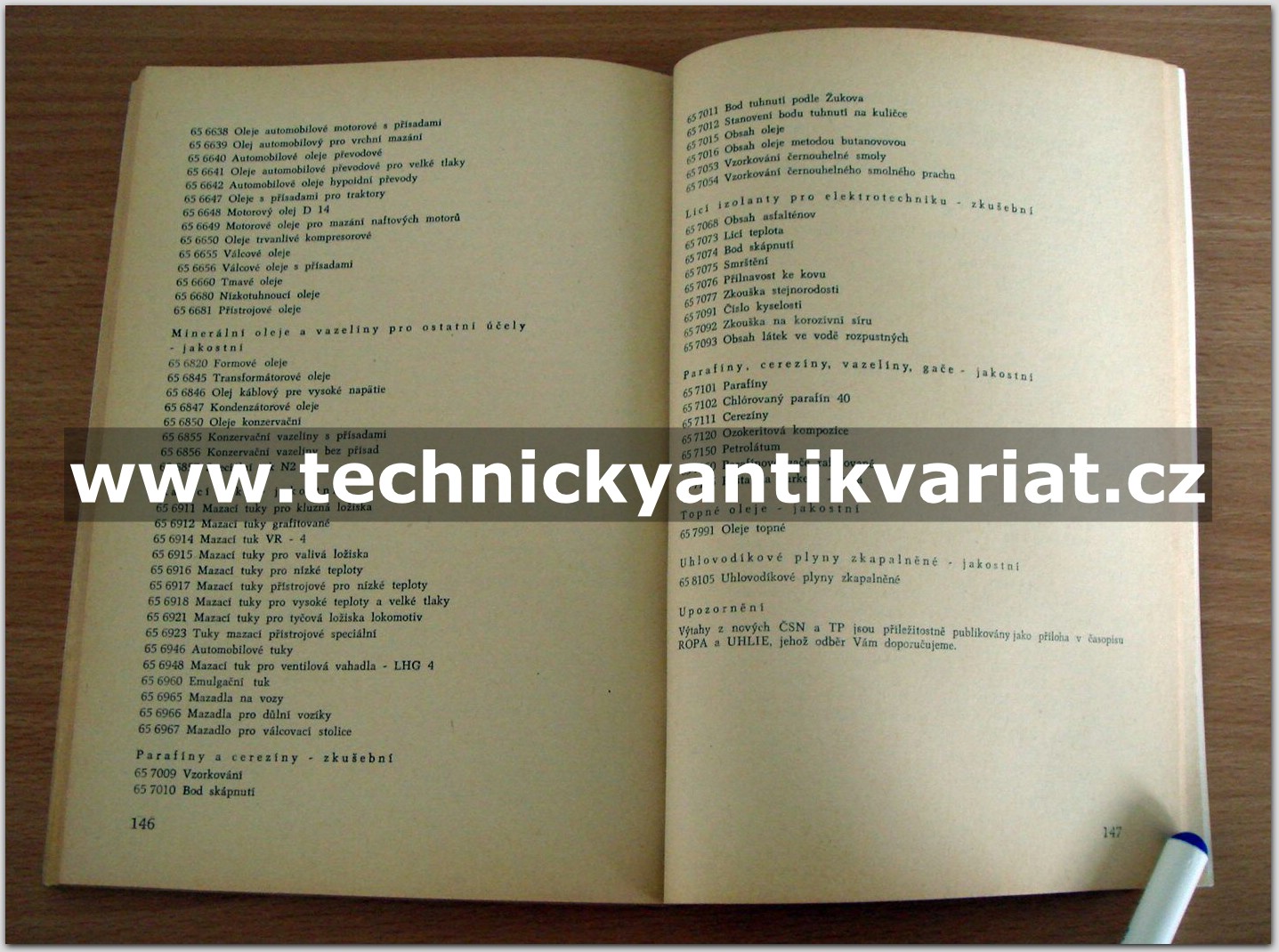 Katalog pohoných látek, maziv a jiných ropných výrobků