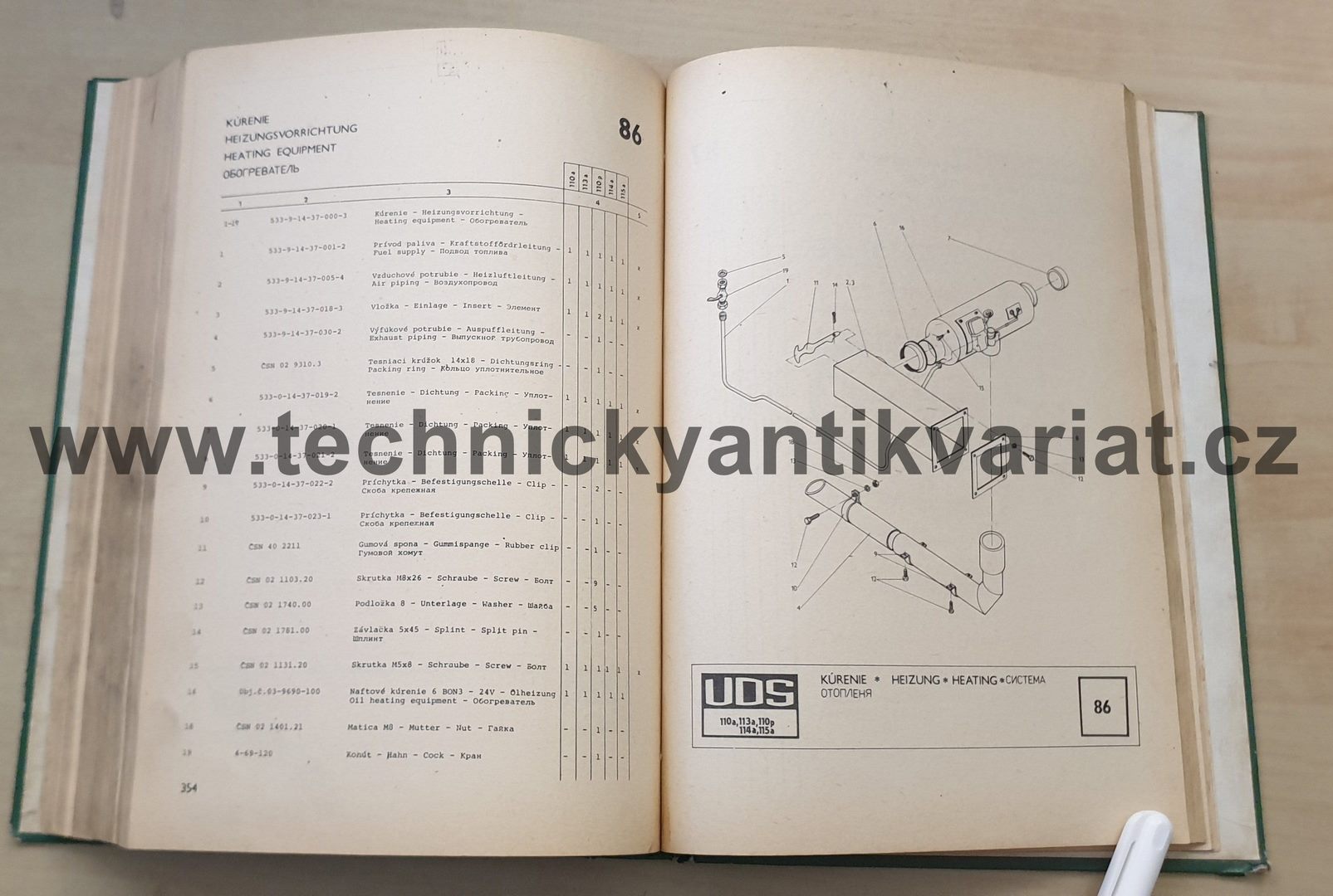UDS 110a, 113a, 110p, 114a, 115a - katalog náhradných dielov (1982)