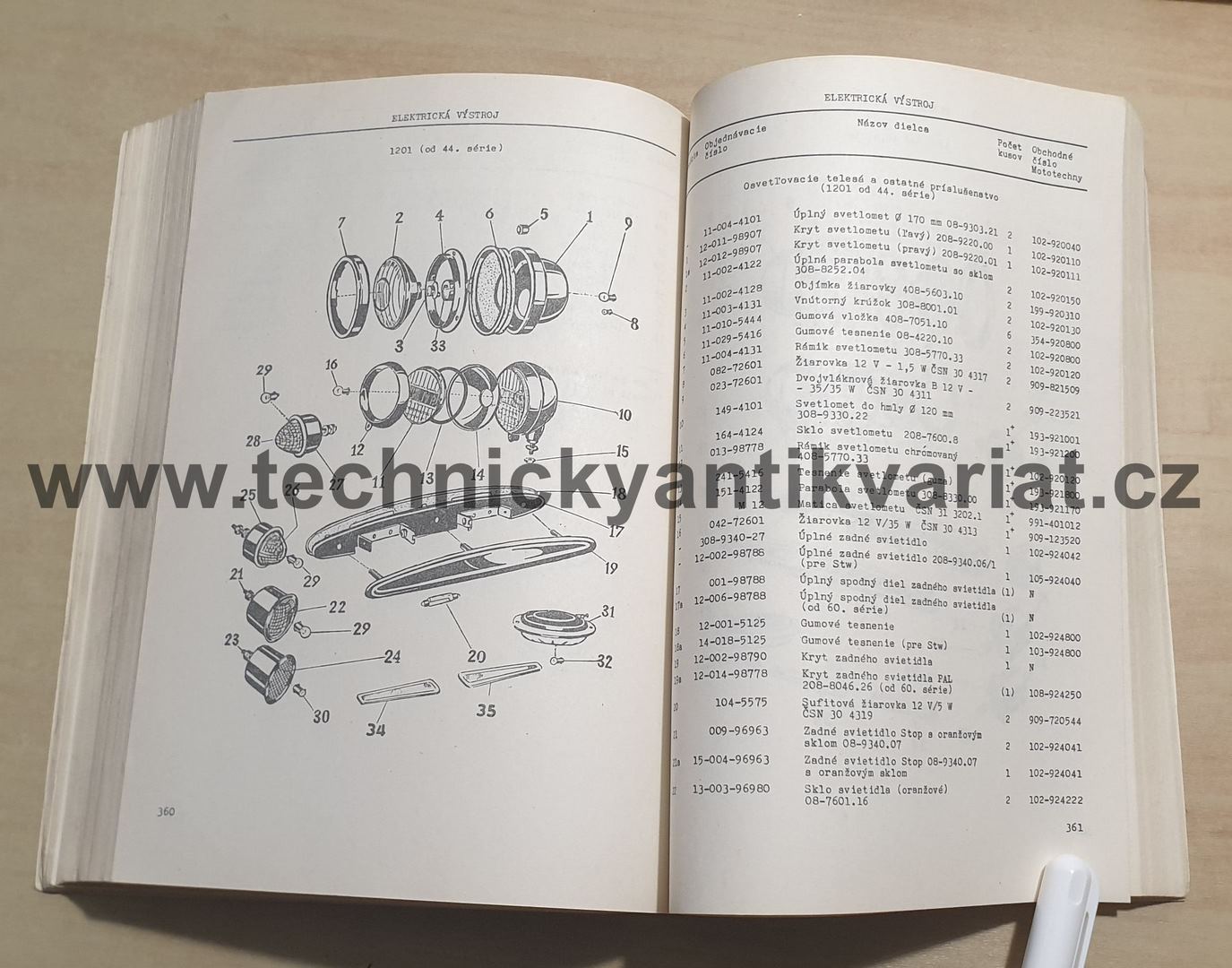 Škoda 1200, 1201 - katalognáhradných dielcov (1970)