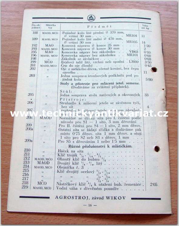 Wikov - mlátičky MAOD 22, MCO 22