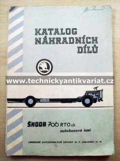 Škoda 706 RTOch Autobusové šasi - katalog náhradních dílů (1968)