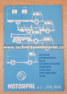 Avia vstřikovací zařízení typu M.f - seznam náhradních dílů (1993)