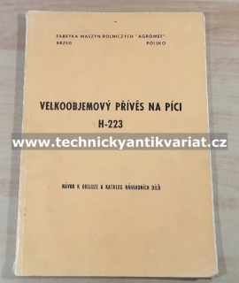 Velkoobjemový přívěs H223 - návod k obsluze, katalog součástí
